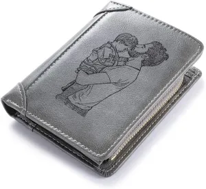 Personalized Engraved Wallet, Custom Photo Wallets for Men, Engraved Customized Leather Wallet for Men, Dad, Son, BF