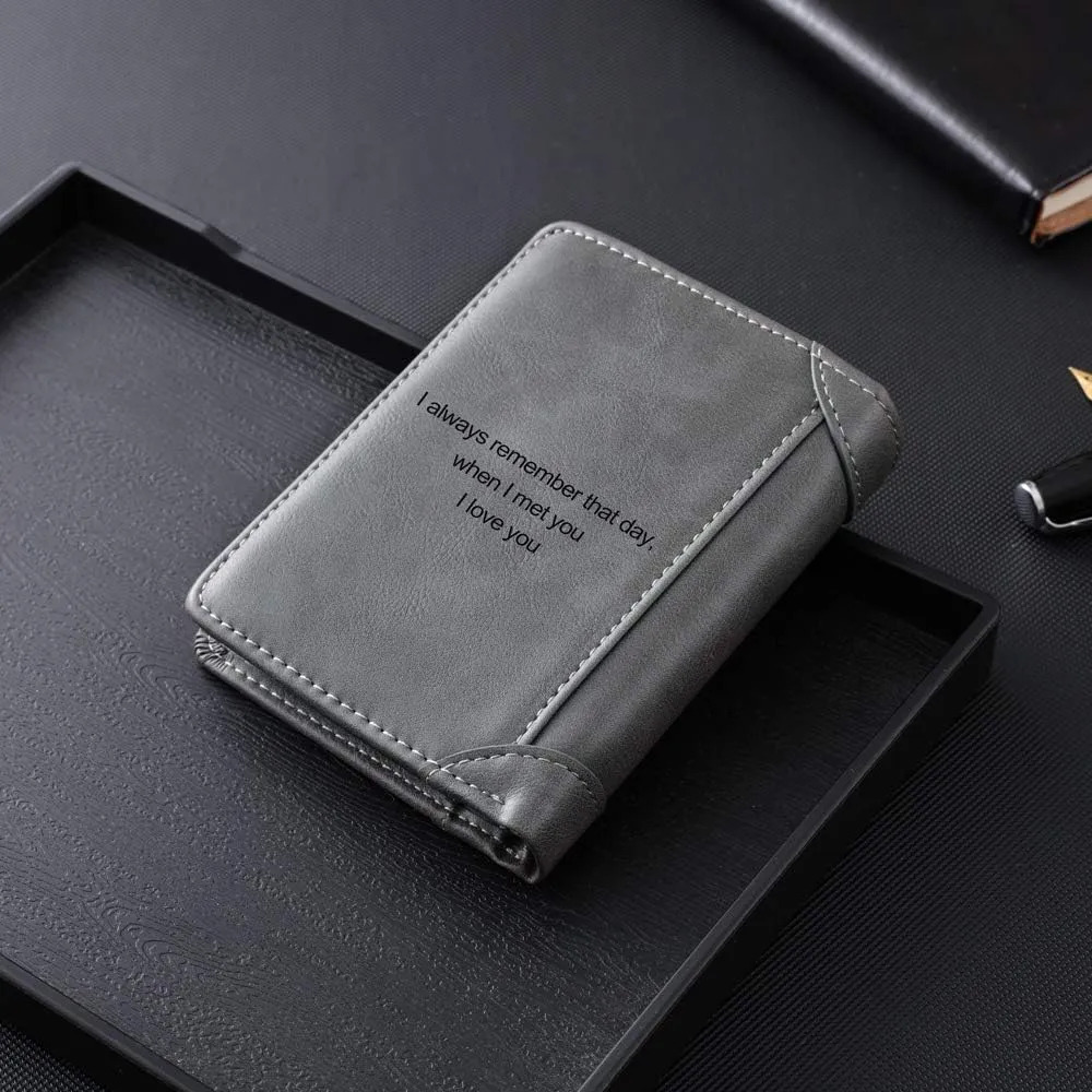 Personalized Engraved Wallet, Custom Photo Wallets for Men, Engraved Customized Leather Wallet for Men, Dad, Son, BF