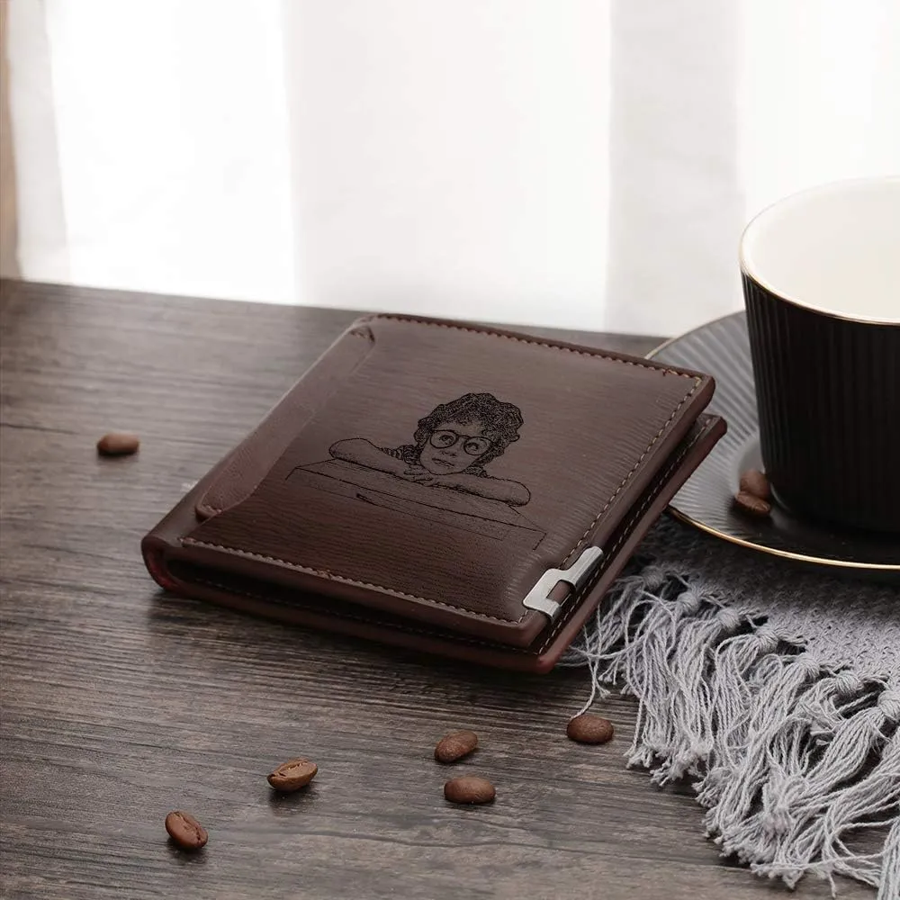 Personalized Engraved Wallet, Custom Photo Wallets for Men, Engraved Customized Leather Wallet for Men, Dad, Son, BF
