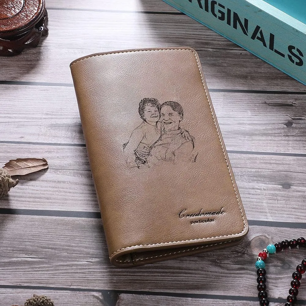 Personalized Engraved Wallet, Custom Photo Wallets for Men, Engraved Customized Leather Wallet for Men, Dad, Son, BF