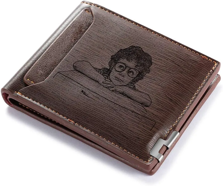 Personalized Engraved Wallet, Custom Photo Wallets for Men, Engraved Customized Leather Wallet for Men, Dad, Son, BF