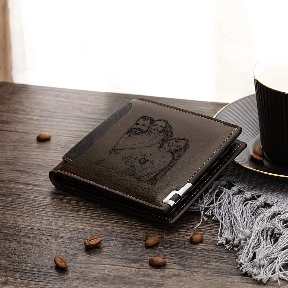 Personalized Engraved Wallet, Custom Photo Wallets for Men, Engraved Customized Leather Wallet for Men, Dad, Son, BF