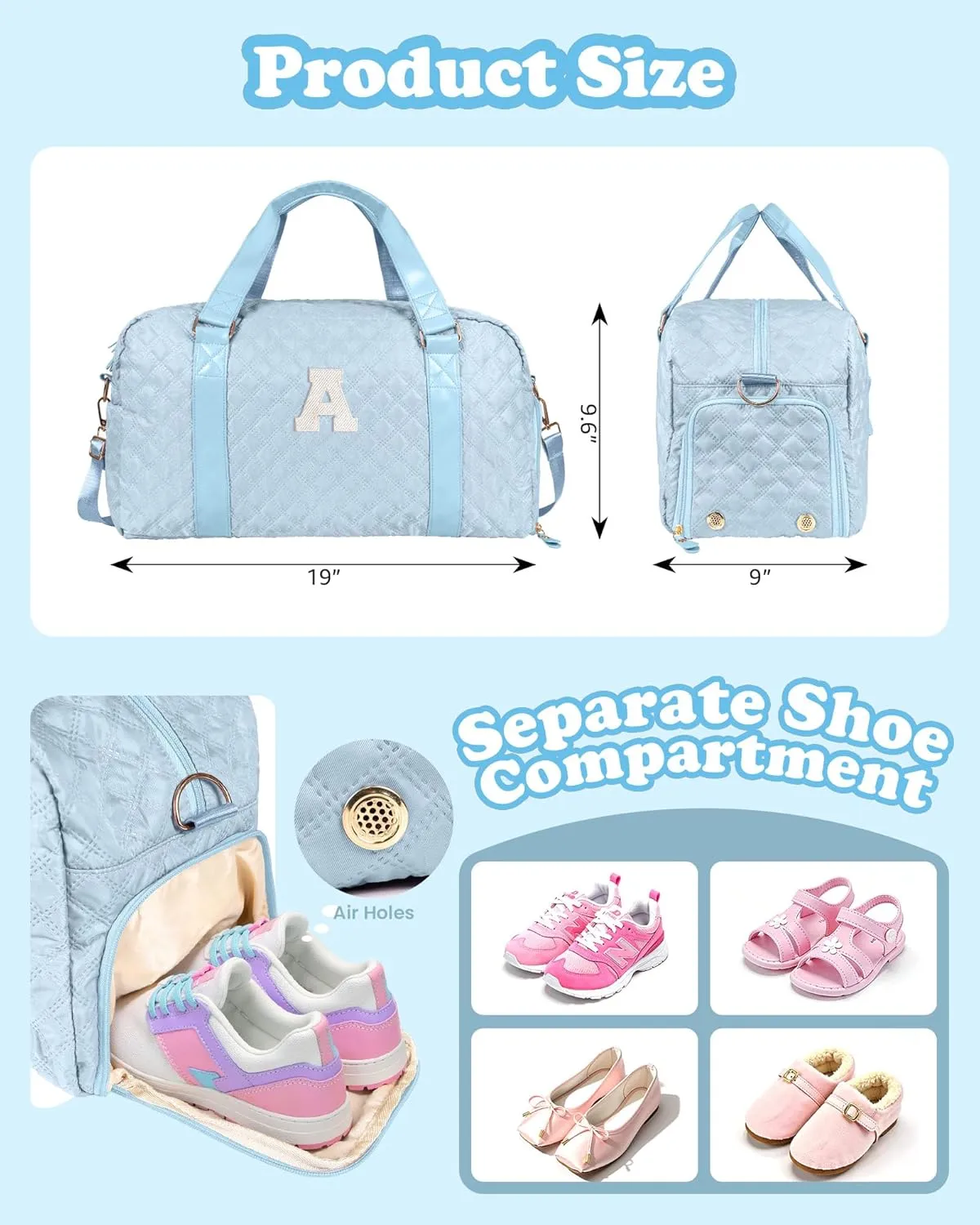 Personalized Gifts for Girls 8-18 Age, Initial Travel Duffel Bag, Gym Bag, Gift for Kids, Monogram Overnight Bag, Niece Gifts Mother In Law Gifts Birthday Gifts, Graduation Gifts