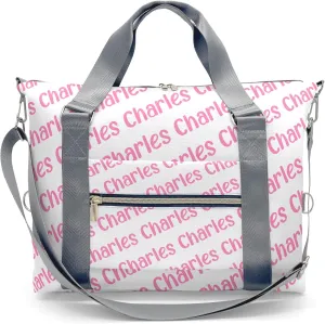 Personalized Initial Travel Duffel Bag,Birthday Gift Bag,Custom Sports Bag, Personalized Weekender Bag,Monogram Overnight Bag Gift,Overnight Weekender Bags Pink