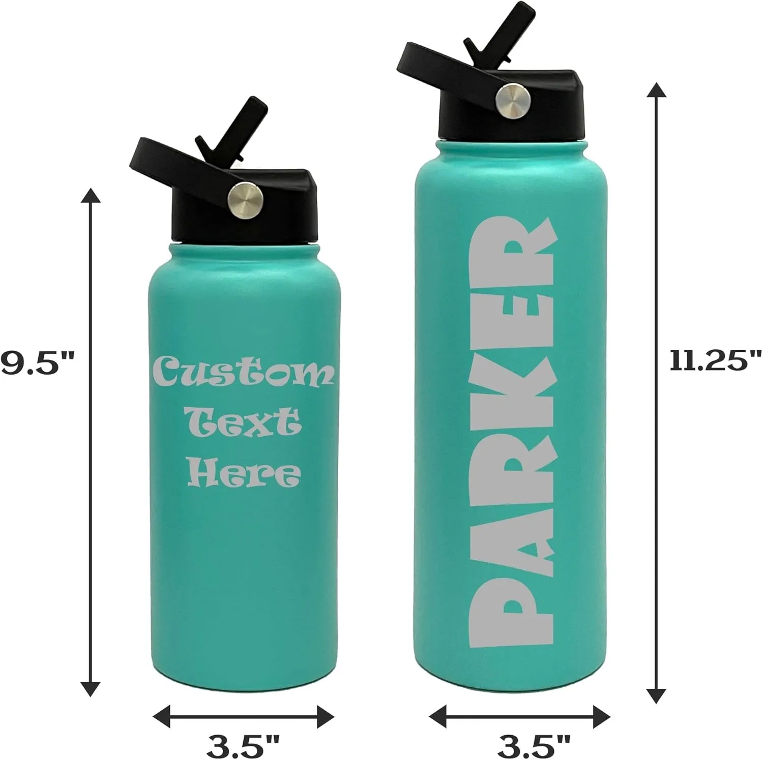 Personalized Insulated Tumblers, Double Wall Customized Bottles with Leak Proof Upgraded Slider Lid, Laser Engraved Text for Holidays, Gifts, Nurses and Relatives (40oz, Seafoam)