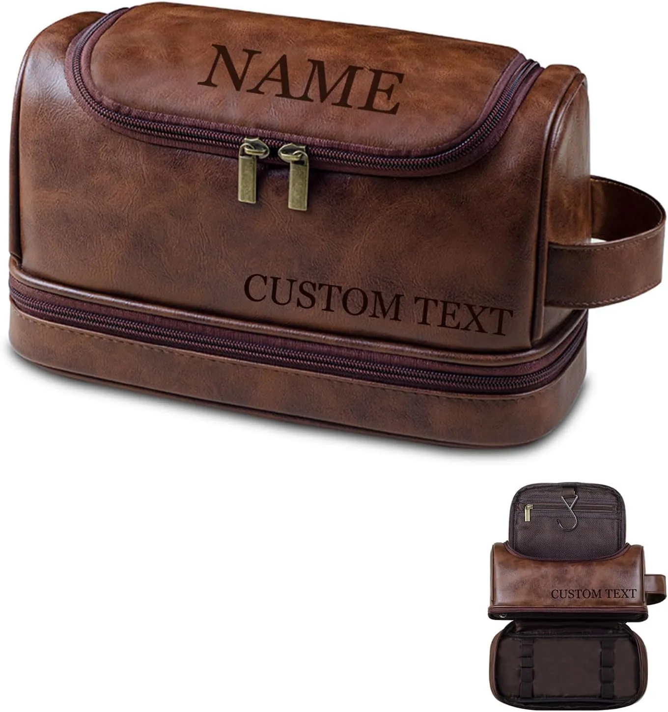 Personalized men's toiletry bags, engraved name and design toiletry bags, customized travel razor bags for groomsmen, gifts for Christmas, birthdays, dads, husbands, grandfathers, loved ones