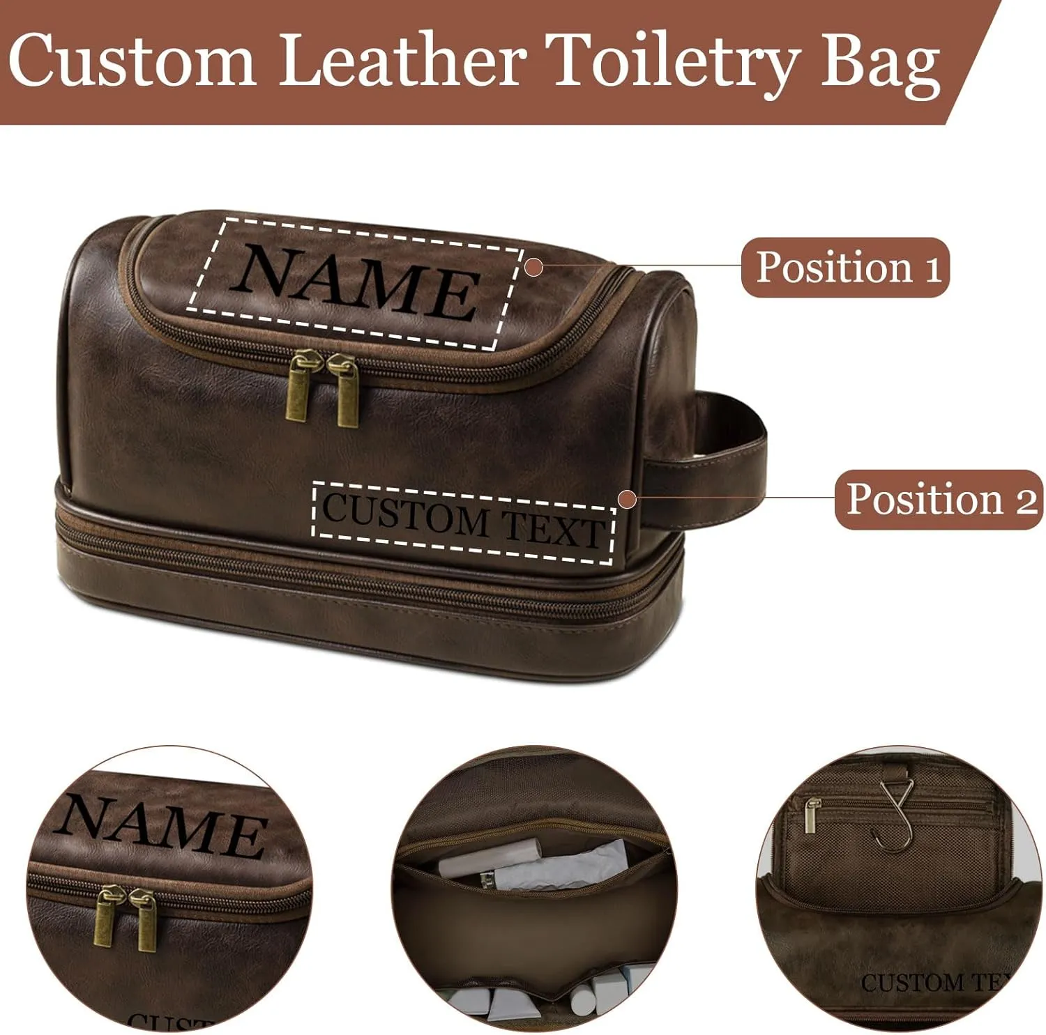 Personalized men's toiletry bags, engraved name and design toiletry bags, customized travel razor bags for groomsmen, gifts for Christmas, birthdays, dads, husbands, grandfathers, loved ones