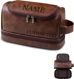 Personalized men's toiletry bags, engraved name and design toiletry bags, customized travel razor bags for groomsmen, gifts for Christmas, birthdays, dads, husbands, grandfathers, loved ones