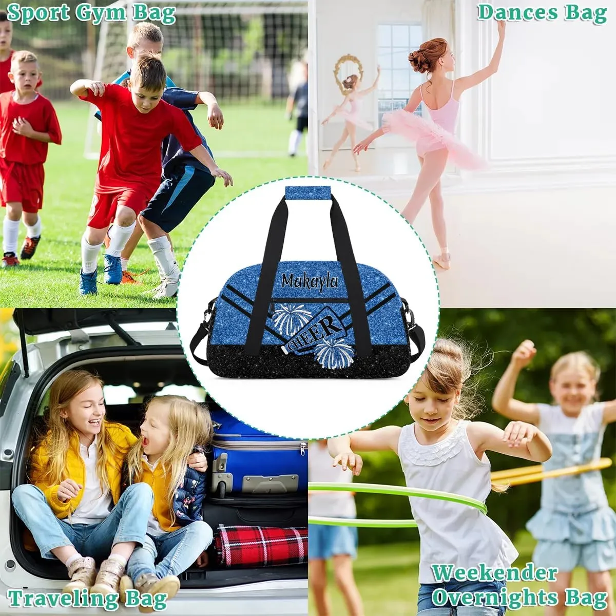 Personalized Name Cheerleader Bag for Girls Customized Cheer Duffel Bag with Team Name Carry On Travel Bag