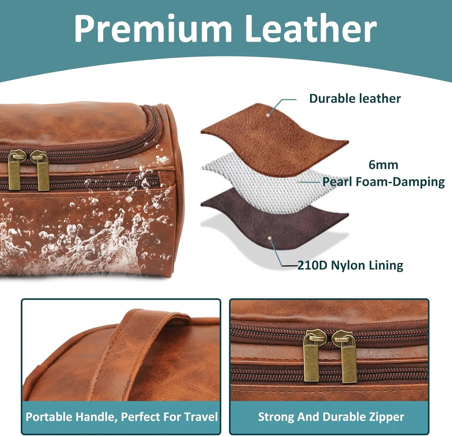 Personalized Toiletry Bag Gifts for Men, Him, Son, Dad, Boyfriend, Leather Travel Dopp Kit Shaving Bathroom Bag, Engraved with Name & Initial, Bathroom Toiletries Organizer Leather Cosmetic Bags