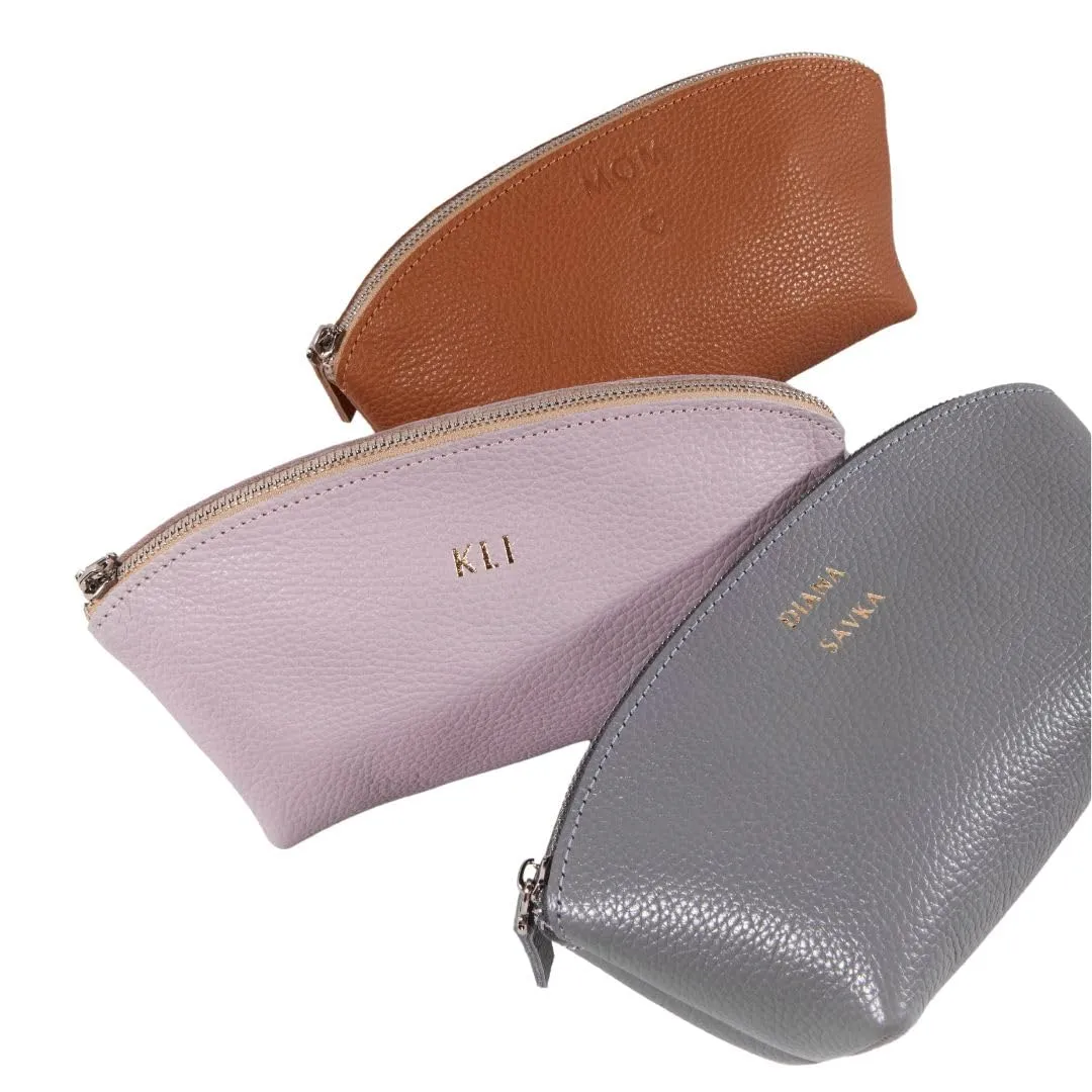 Personalized Toiletry Bags for Women and Men - Custom Leather Cosmetic Bag - Makeup Pouch - Travelling Essentials - Gifts for Man and Woman (Pouch - Personalized)