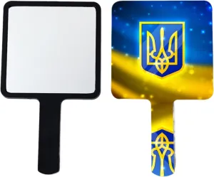 Personalized Ukraine Flag Hand Mirror, Square Handheld Makeup Mirrors, Salon Hand Held Mirror with Handle, Travel Makeup Compact Mirror Black 12×22Cm