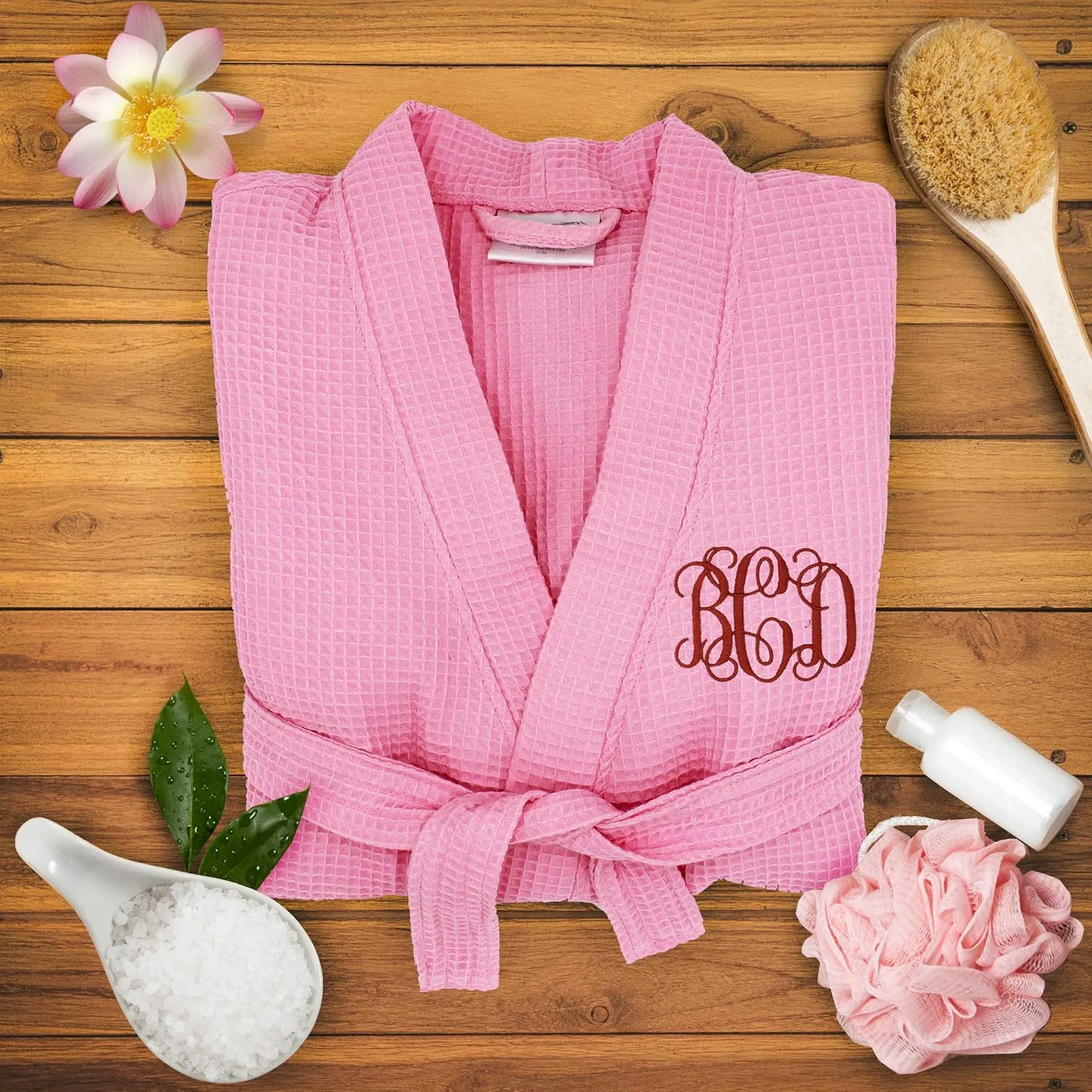 Personalized Waffle Bridesmaid Kimono Robe - Wedding Bridal Party Robes - Women's Bathrobe - Custom Monogrammed