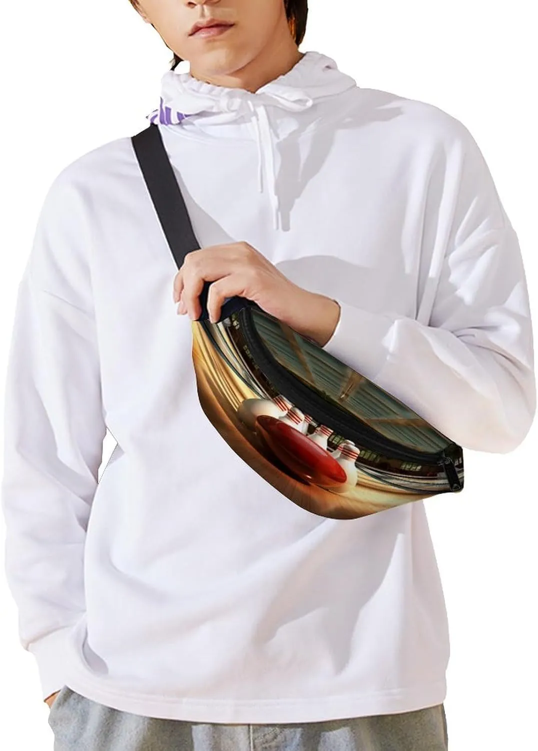 Personalized Waist Packs with Adjustable Strap,Bowling Club CrossBody Fanny Pack Casual Bag for Travel Sports Running Hiking