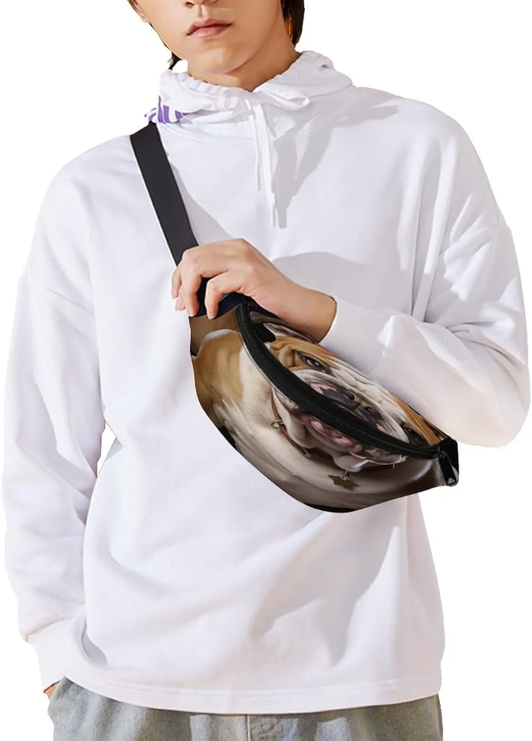 Personalized Waist Packs with Adjustable Strap,English-Bulldog CrossBody Fanny Pack Casual Bag for Travel Sports Running Hiking
