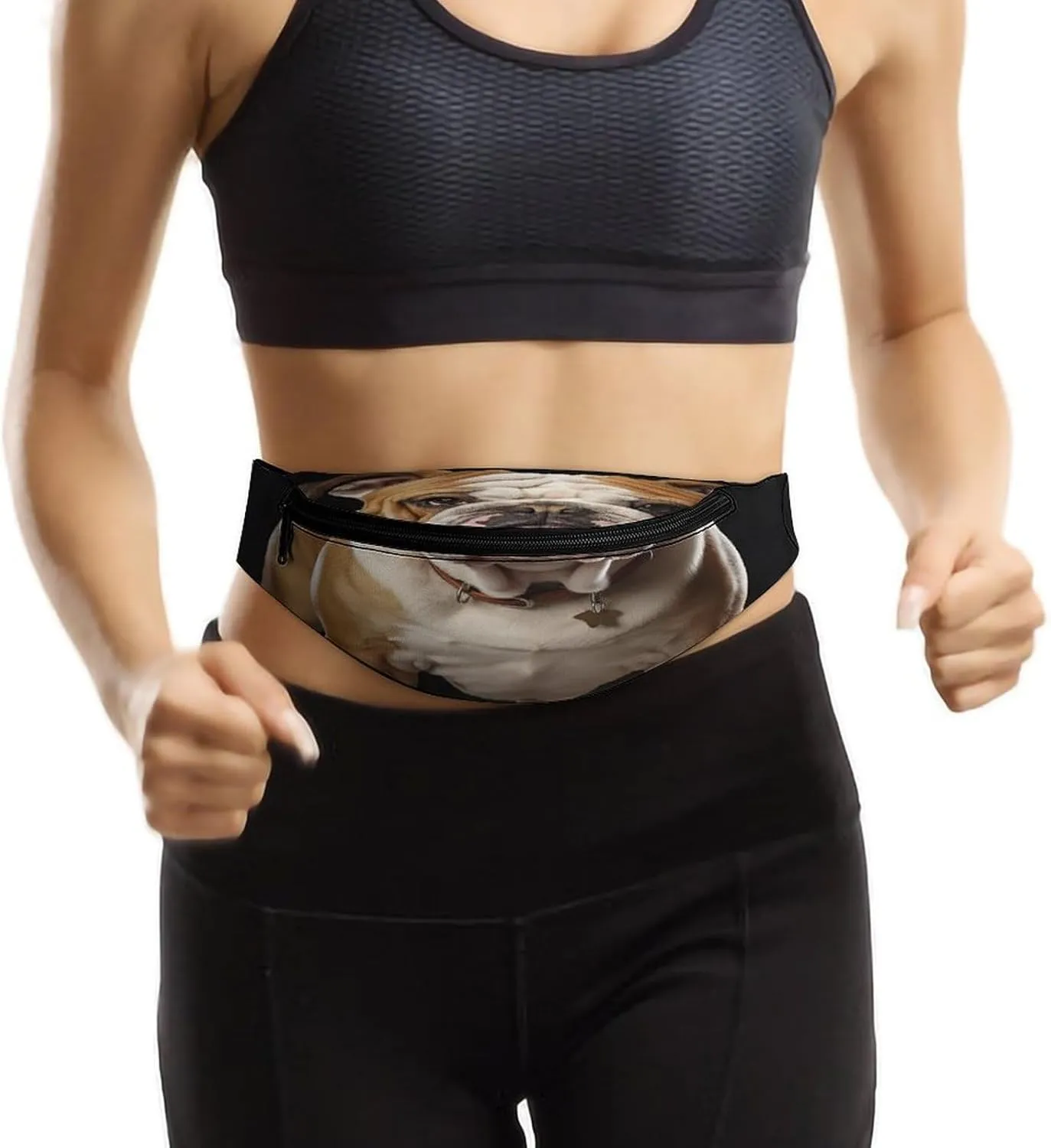 Personalized Waist Packs with Adjustable Strap,English-Bulldog CrossBody Fanny Pack Casual Bag for Travel Sports Running Hiking