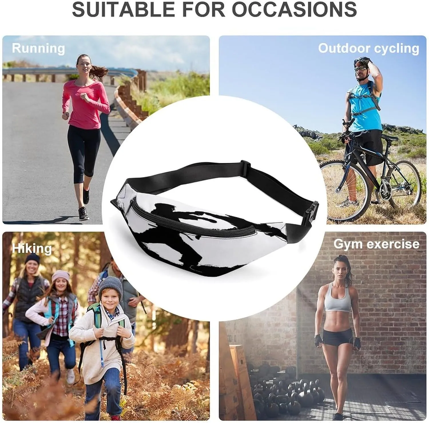 Personalized Waist Packs with Adjustable Strap,Kickboxing CrossBody Fanny Pack Casual Bag for Travel Sports Running Hiking