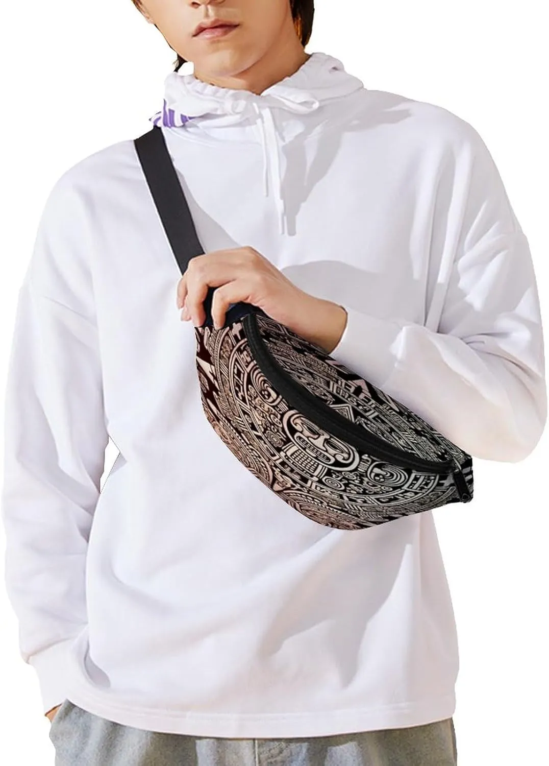 Personalized Waist Packs with Adjustable Strap,Mayan Calendar End Of The World CrossBody Fanny Pack Casual Bag for Travel Sports Running Hiking