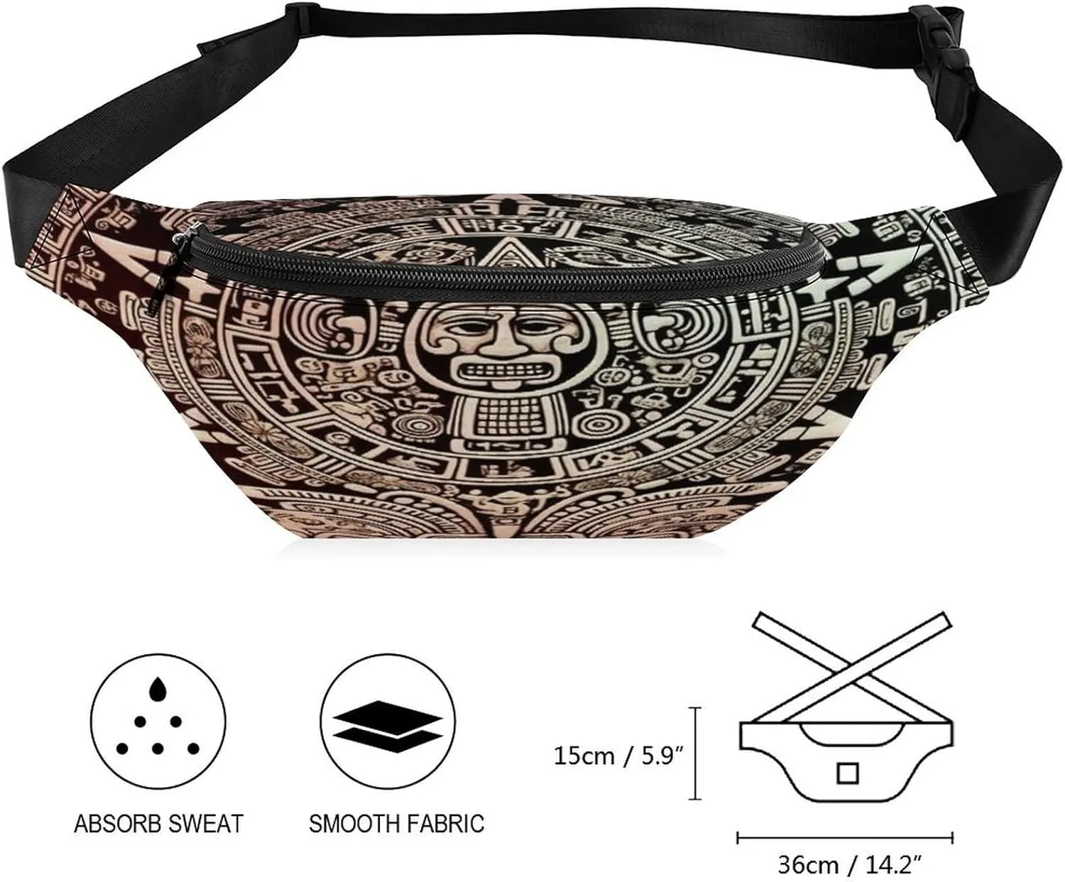 Personalized Waist Packs with Adjustable Strap,Mayan Calendar End Of The World CrossBody Fanny Pack Casual Bag for Travel Sports Running Hiking