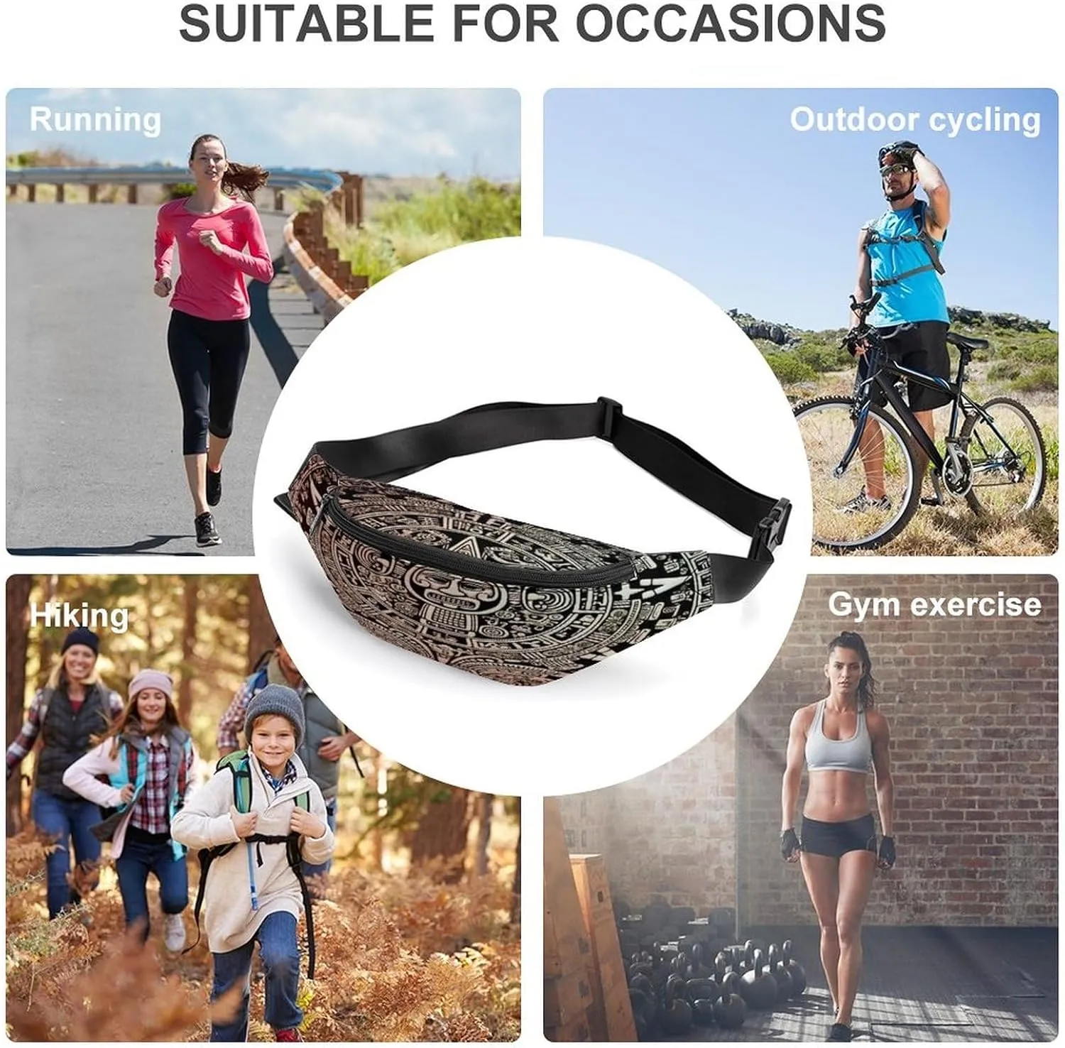 Personalized Waist Packs with Adjustable Strap,Mayan Calendar End Of The World CrossBody Fanny Pack Casual Bag for Travel Sports Running Hiking