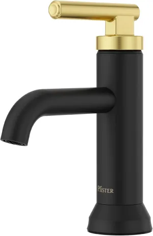 Pfister Capistrano Bathroom Sink Faucet, Single Control, 1-Handle, Single Hole, Matte Black and Brushed Gold Finish, LF042CSOBBG