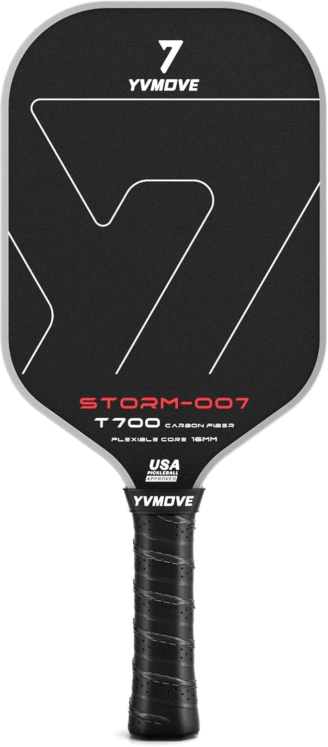 Pickleball Paddle with T700 Raw Carbon Fiber Surface & 16mm STR-Core Power Polymer Core, Premium Pickle Ball Racket Designed for Ultimate Spin & Consistency, USAPA Approved