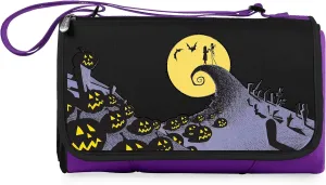 PICNIC TIME Disney Nightmare Before Christmas Jack & Sally Blanket Tote Outdoor Picnic Blanket, Beach Blanket, Camping Blanket, (Purple with Black Flap)