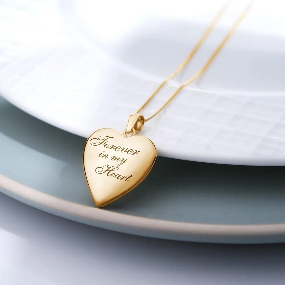 PicturesOnGold.com Forever In My Heart Locket Necklace for Women That Hold Pictures in Sterling Silver or Yellow Gold.