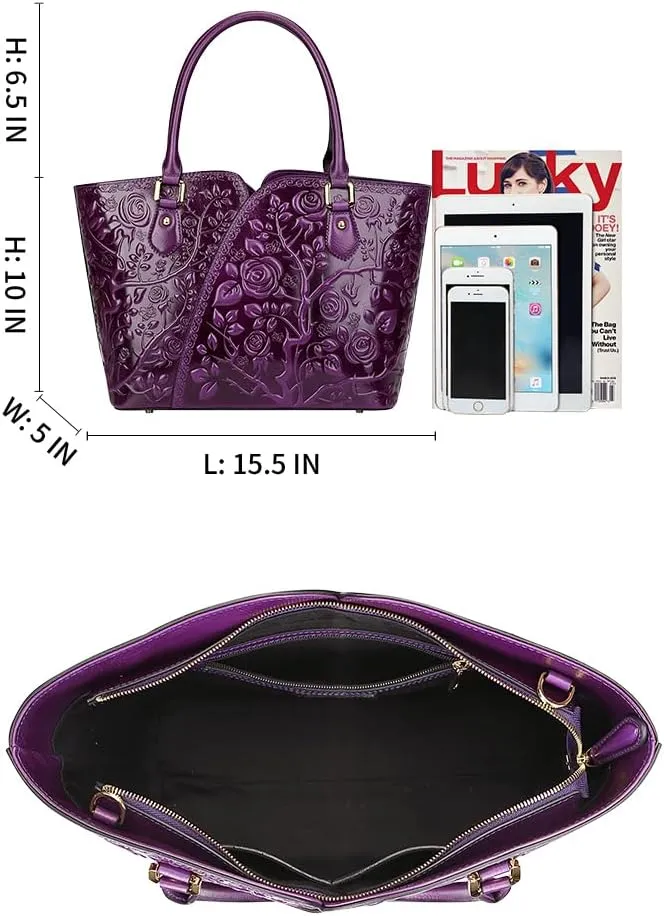 PIJUSHI Designer Handbags For Women Floral Purses Top Handle Handbag Satchel Bags