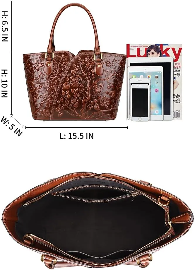PIJUSHI Designer Handbags For Women Floral Purses Top Handle Handbag Satchel Bags