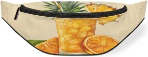 Pineapple Juice Drink Fanny Pack for Women Men Waist Pack Crossbody Bag with Adjustable Belt for Travel Hiking Running Cycling Festivals