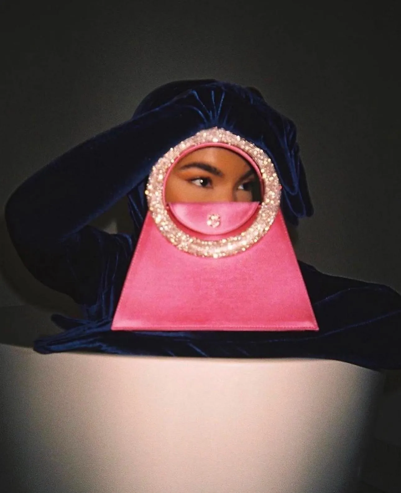 Pink Satin Trapezio Bag