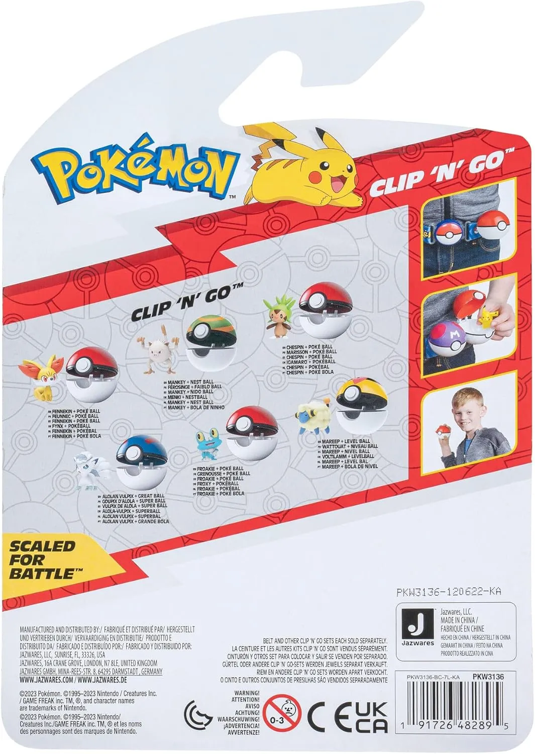 PKW3136 - Clip 'n'Go Poké Balls - Menki & Nest Ball, Official Pokéball with 5 cm Figure