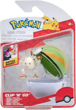 PKW3136 - Clip 'n'Go Poké Balls - Menki & Nest Ball, Official Pokéball with 5 cm Figure