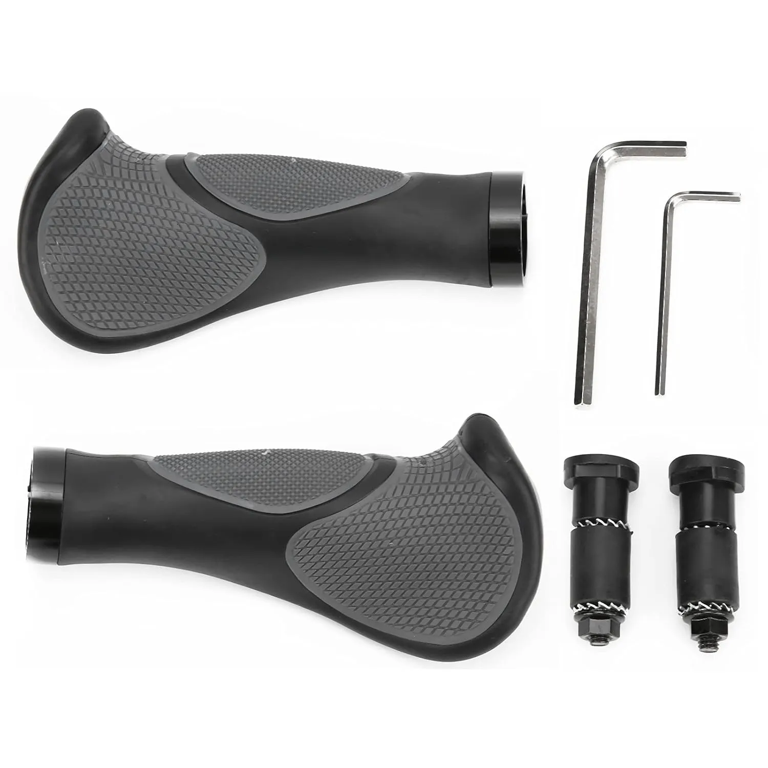 plplaaoo Bike Horn Handlebars Bilateral Locking Rubber Handle Grips Ergonomic Design Comfortable Grip Shock Absorbing Non Slip Hand Grip for Mountain Bikes City Bikes Folding Bikes 22.2mm