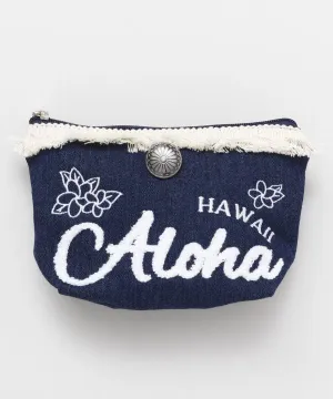 Plumeria Denim Pouch