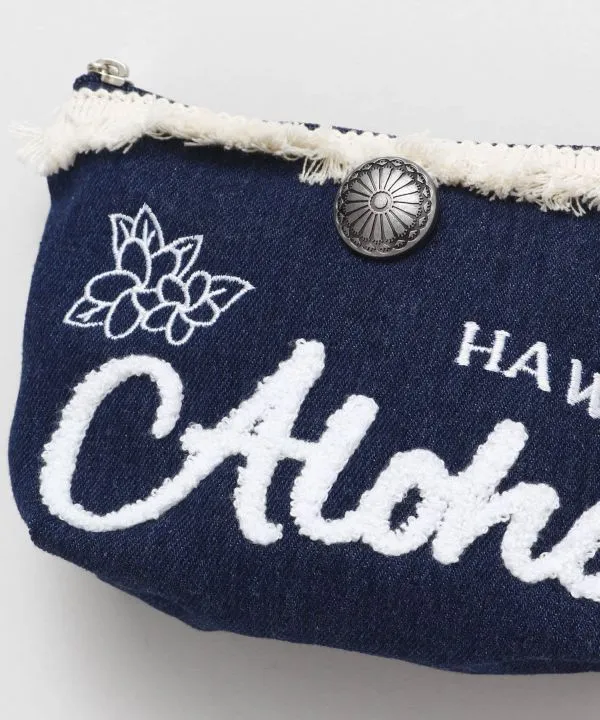 Plumeria Denim Pouch