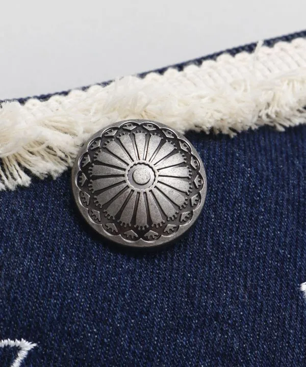 Plumeria Denim Pouch
