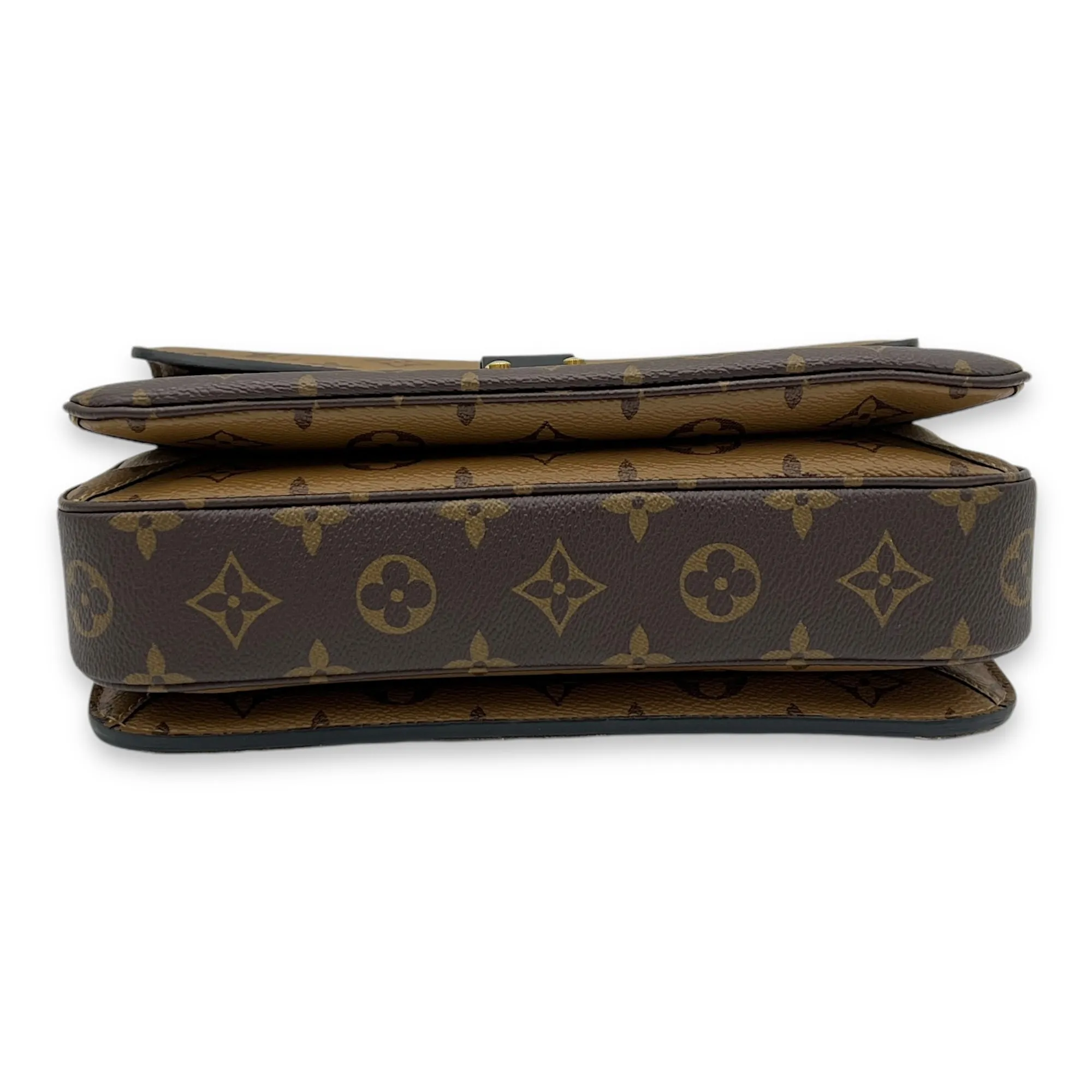 Pochette Metis Brown Top Handle Bag in Monogram Coated Canvas, Gold hardware