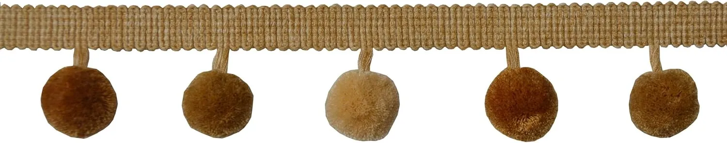 Pom-Pom Fringe Trim by The Yard - Multiple Colors (Mocha)