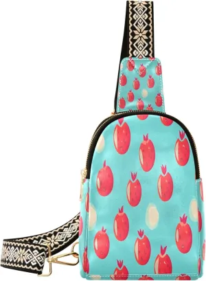 Pomegranate Theme Crossbody Bag for Men and Women, Adjustable Shoulder Strap Sling Bag, Fanny Pack Sling Backpack Suitable for Outdoor, Running, Travelling