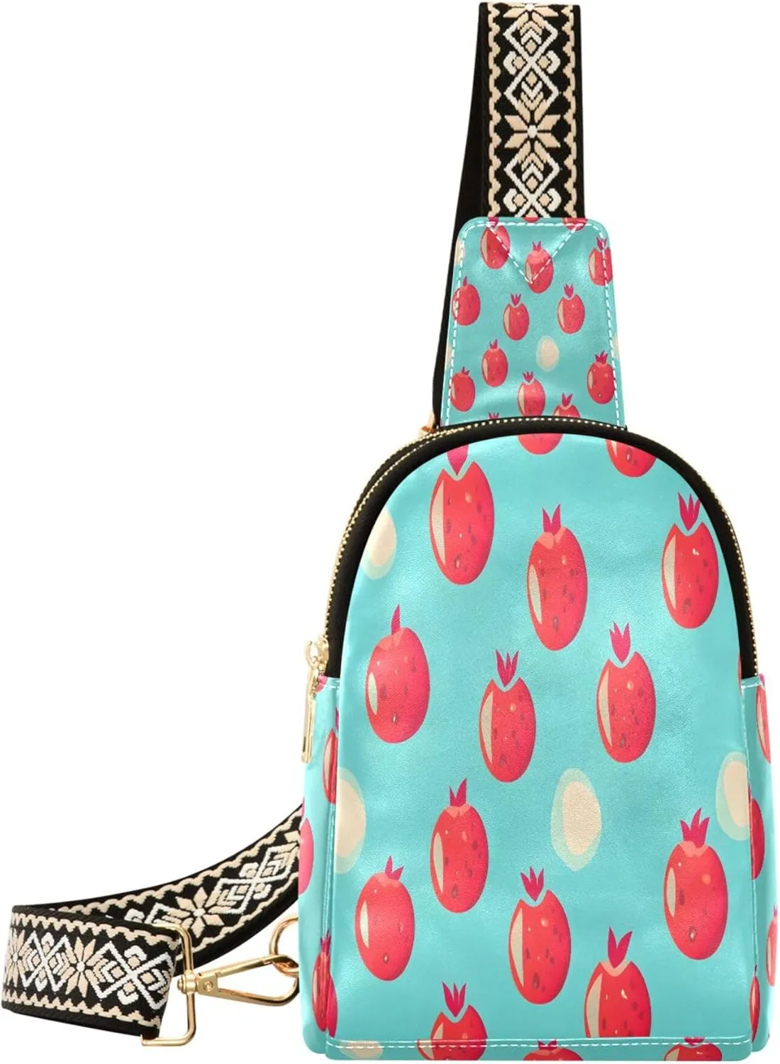 Pomegranate Theme Crossbody Bag for Men and Women, Adjustable Shoulder Strap Sling Bag, Fanny Pack Sling Backpack Suitable for Outdoor, Running, Travelling