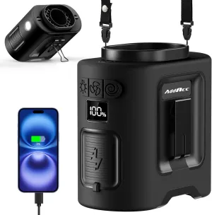 Portable Waist Fan - 14500mAh Rechargeable Battery, 67Hrs Cooling Belt Fan, 5 Powerful Speed & 360° Rotatable, Hands-Free Clip On Waist With LED Light for Work Gift Camping Travel Outdoor