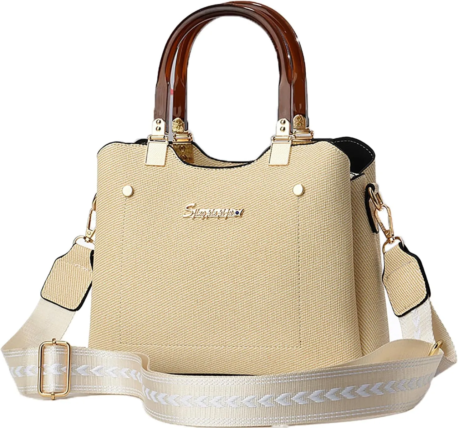 PORT&LOTUS Small Double Top Handle Crossbody Purses for Women Shoulder Bags for Women with Guitar Strap