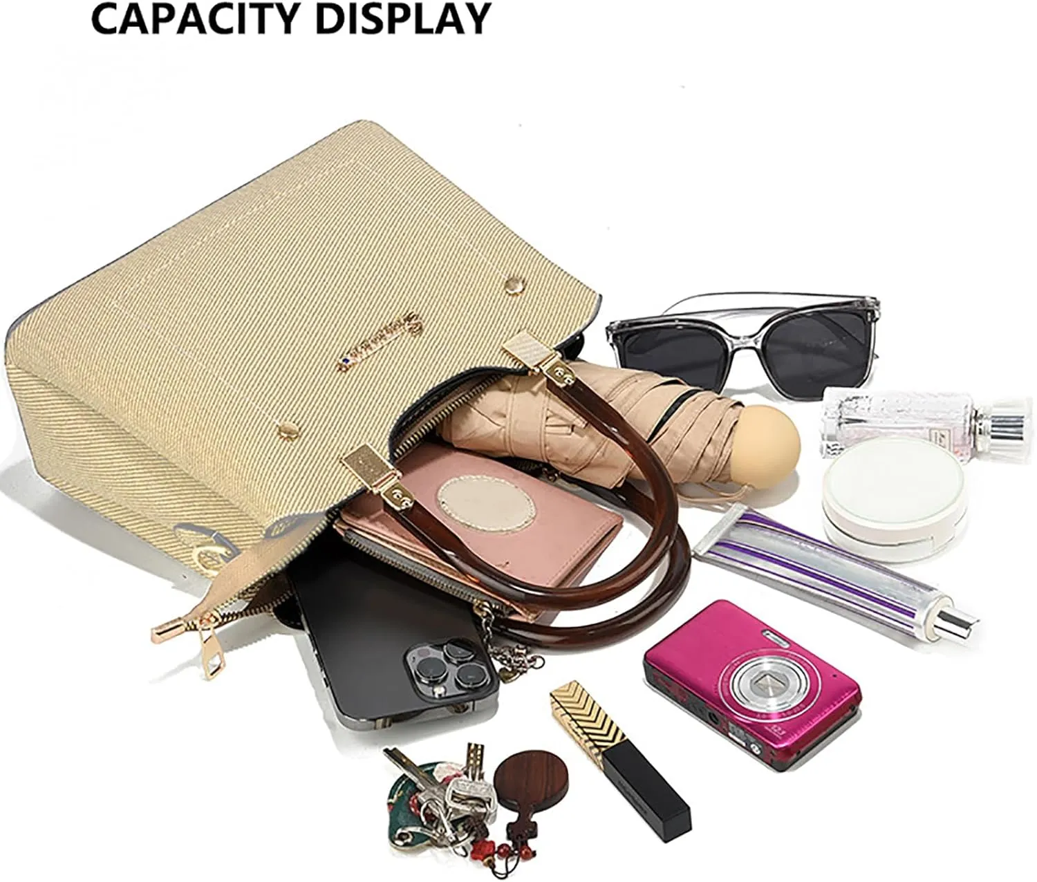 PORT&LOTUS Small Double Top Handle Crossbody Purses for Women Shoulder Bags for Women with Guitar Strap