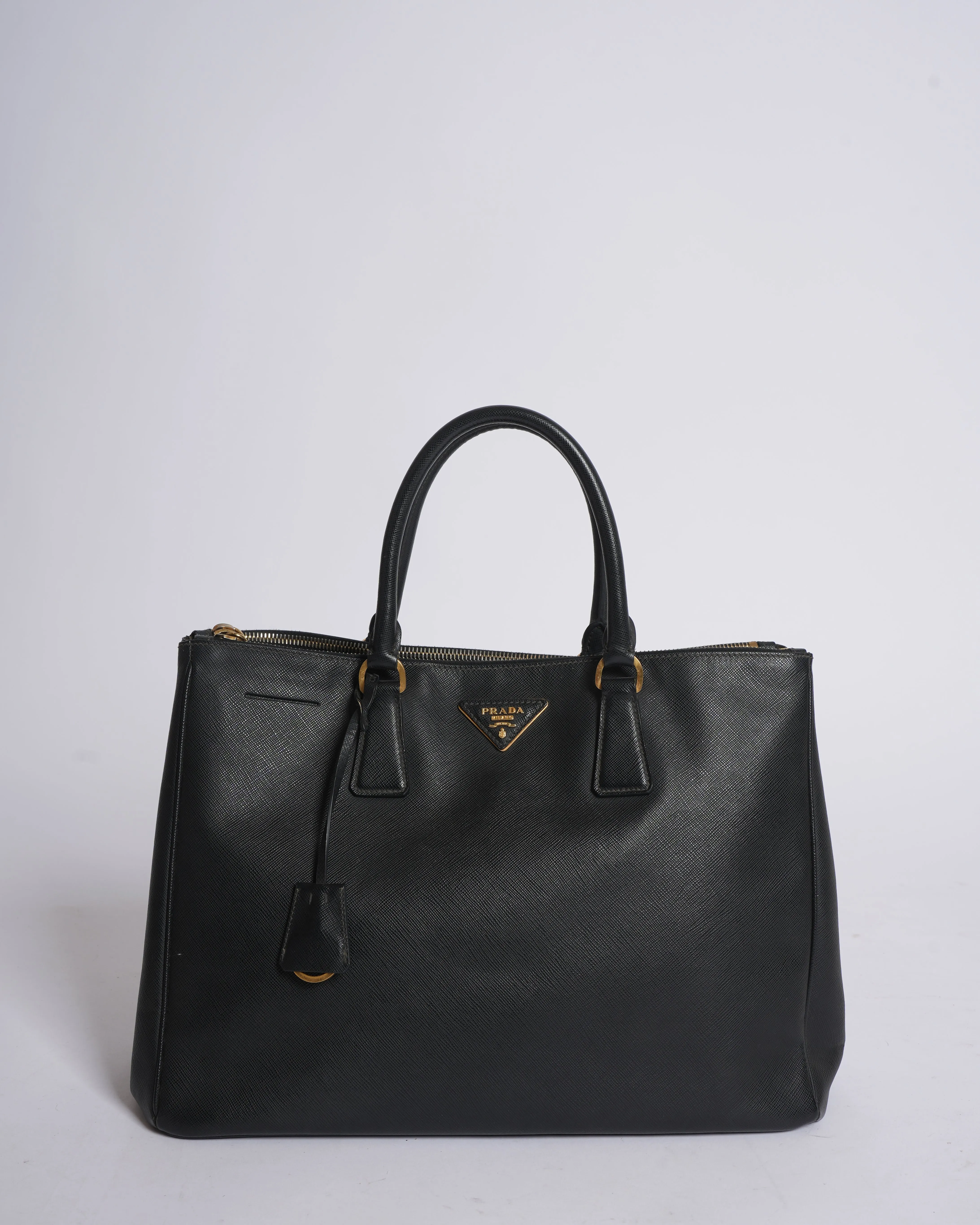 Prada Galleria Double Handle Top Handle Bag In Black