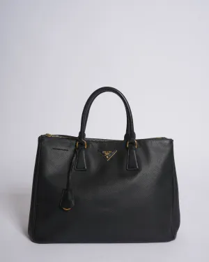 Prada Galleria Double Handle Top Handle Bag In Black