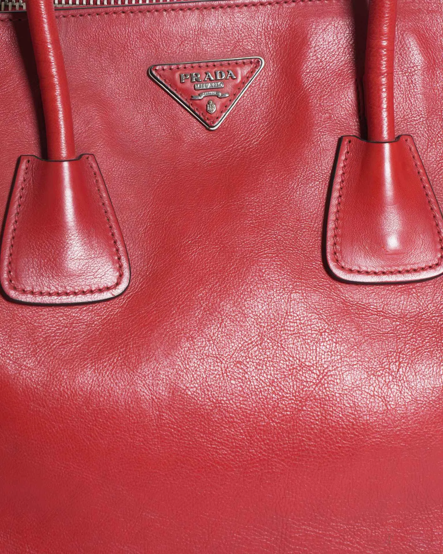 Prada Galleria Double Handle Top Handle Bag In Red