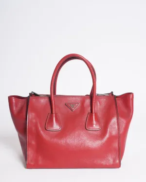 Prada Galleria Double Handle Top Handle Bag In Red