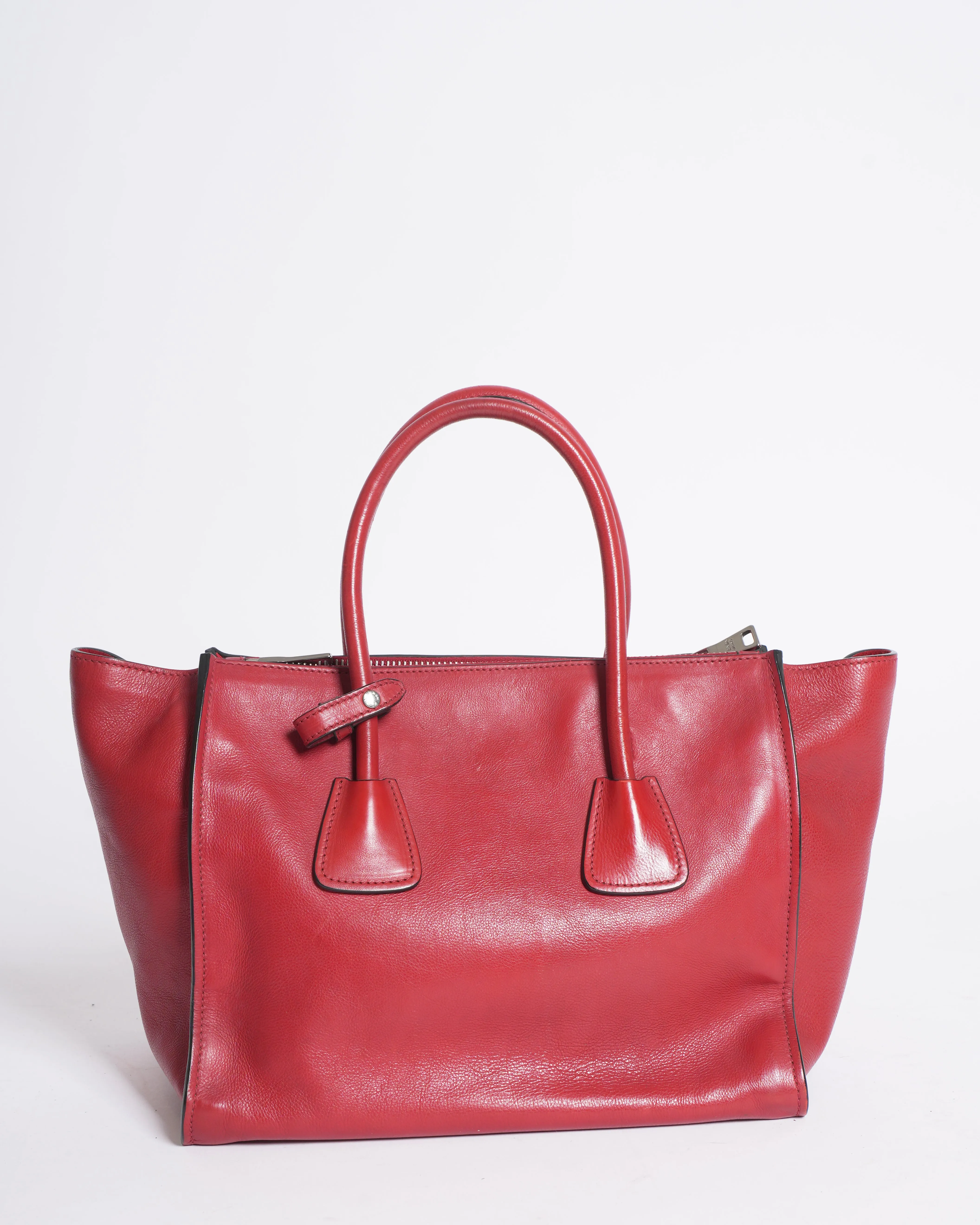 Prada Galleria Double Handle Top Handle Bag In Red